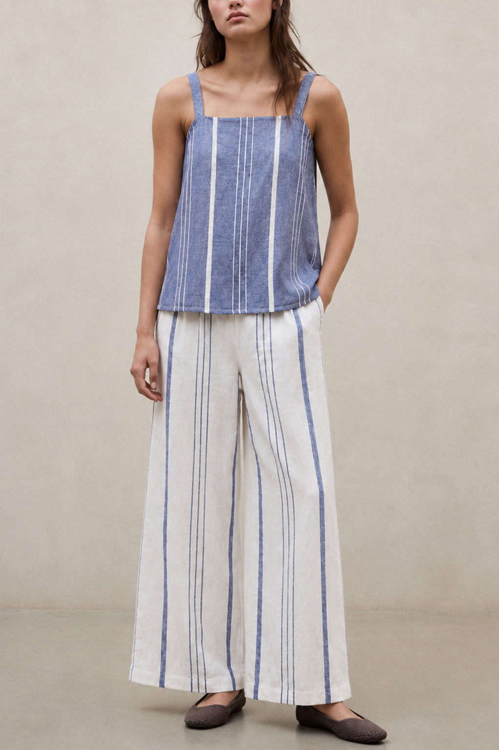 PANTALON DE RAYAS MOSSI BLANCO