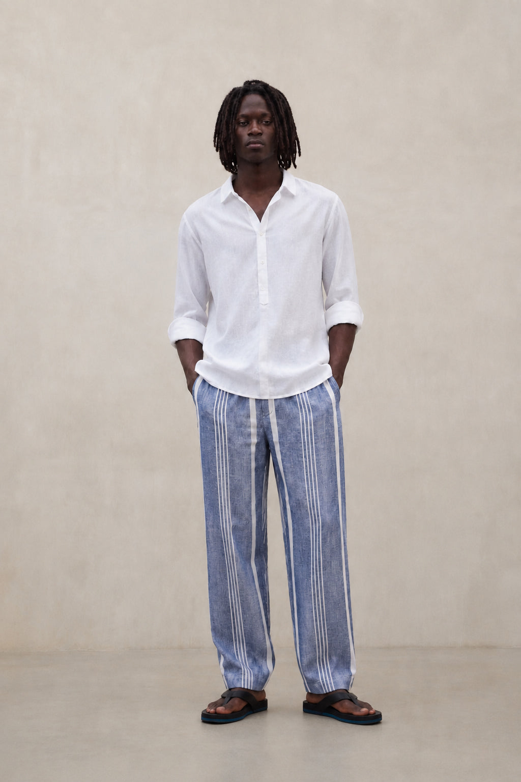 PANTALONI A RIGHE GINA BLU