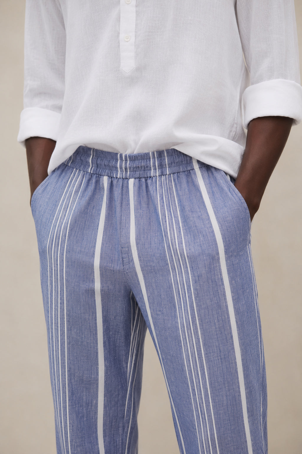 PANTALONI A RIGHE GINA BLU