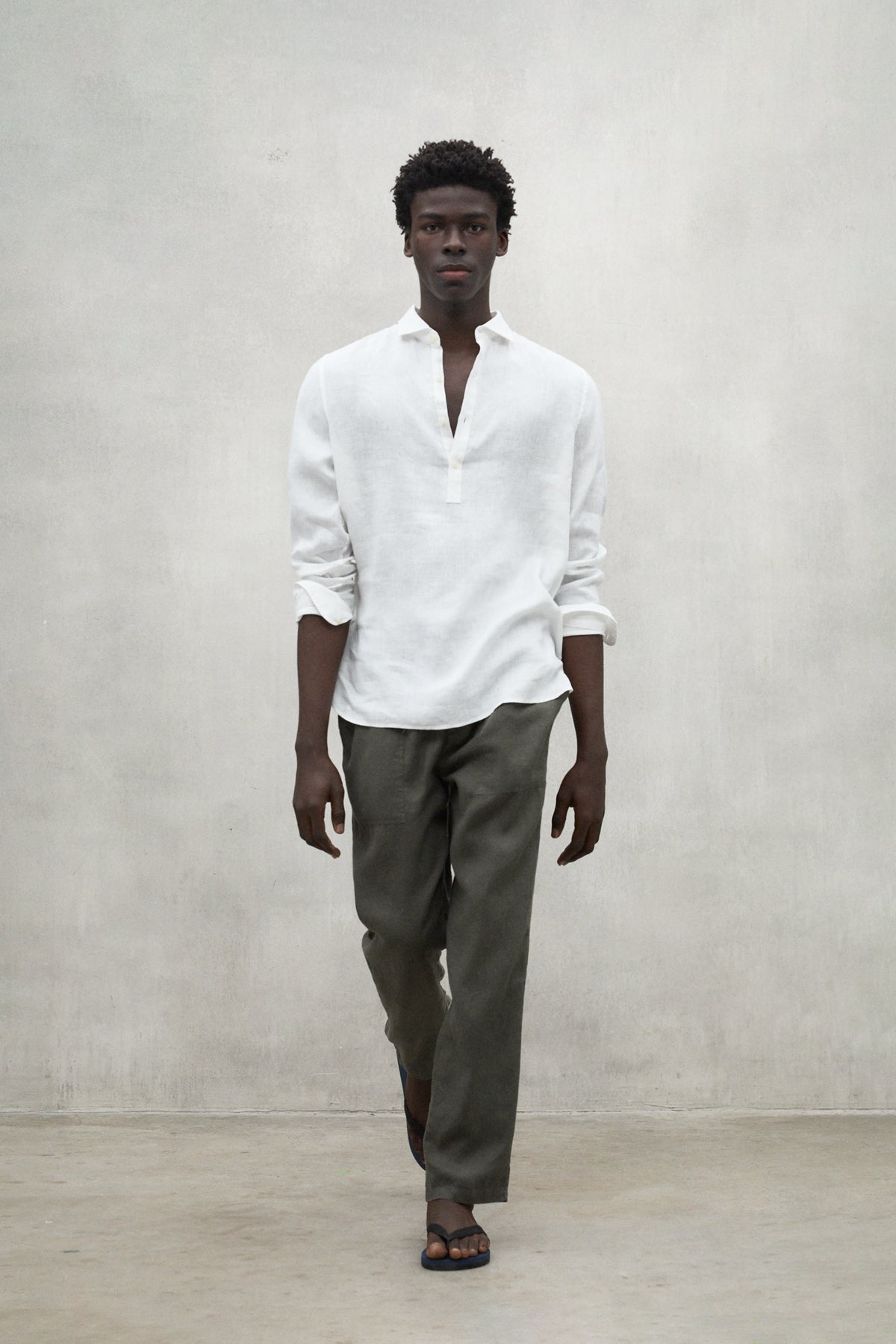 KHAKI ETHIC LINO TROUSERS