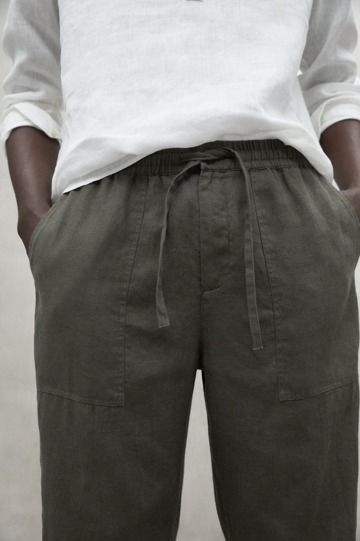 KHAKI ETHIC LINO TROUSERS