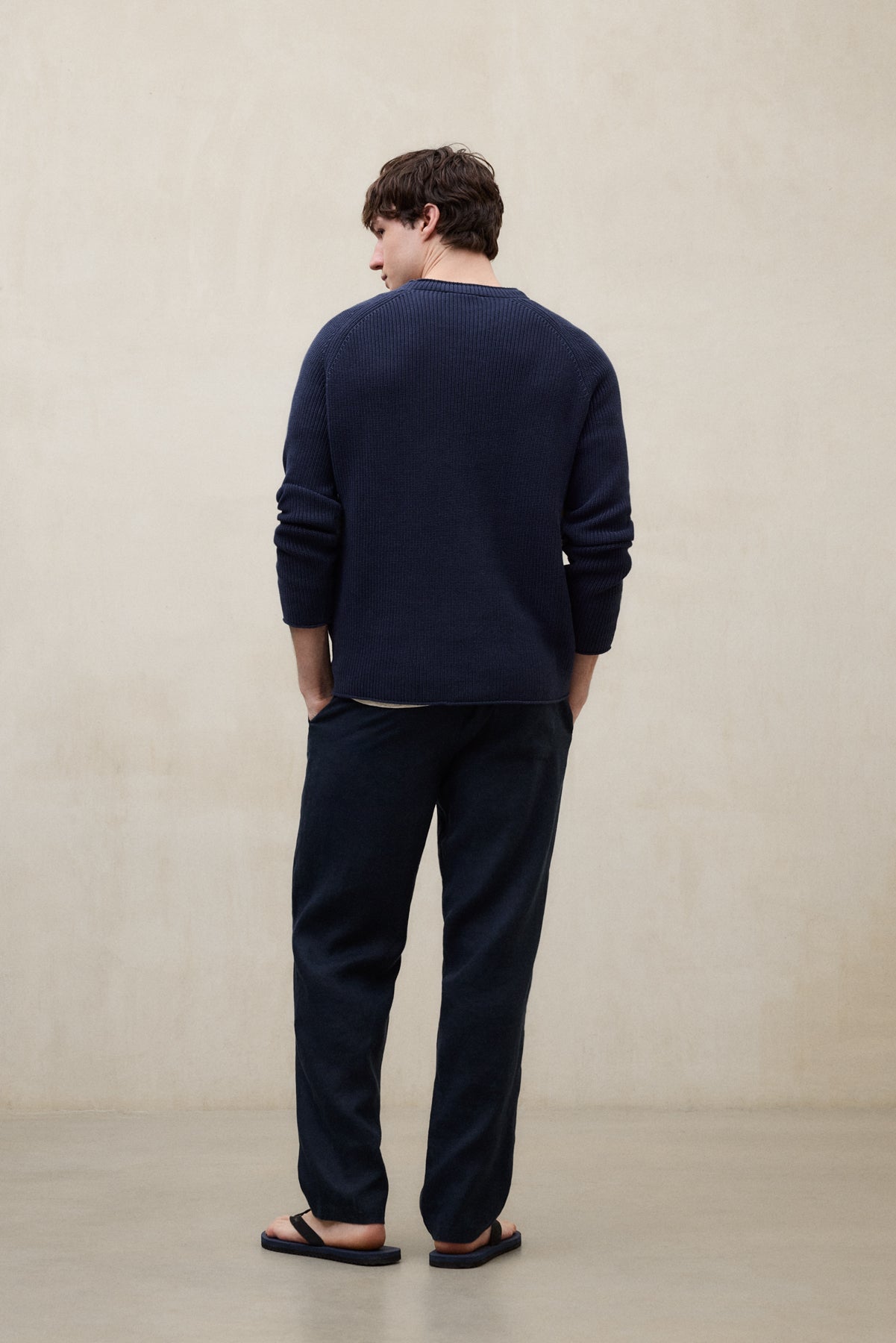 PANTALONES DE LINO ETHIWIN AZUL MARINO