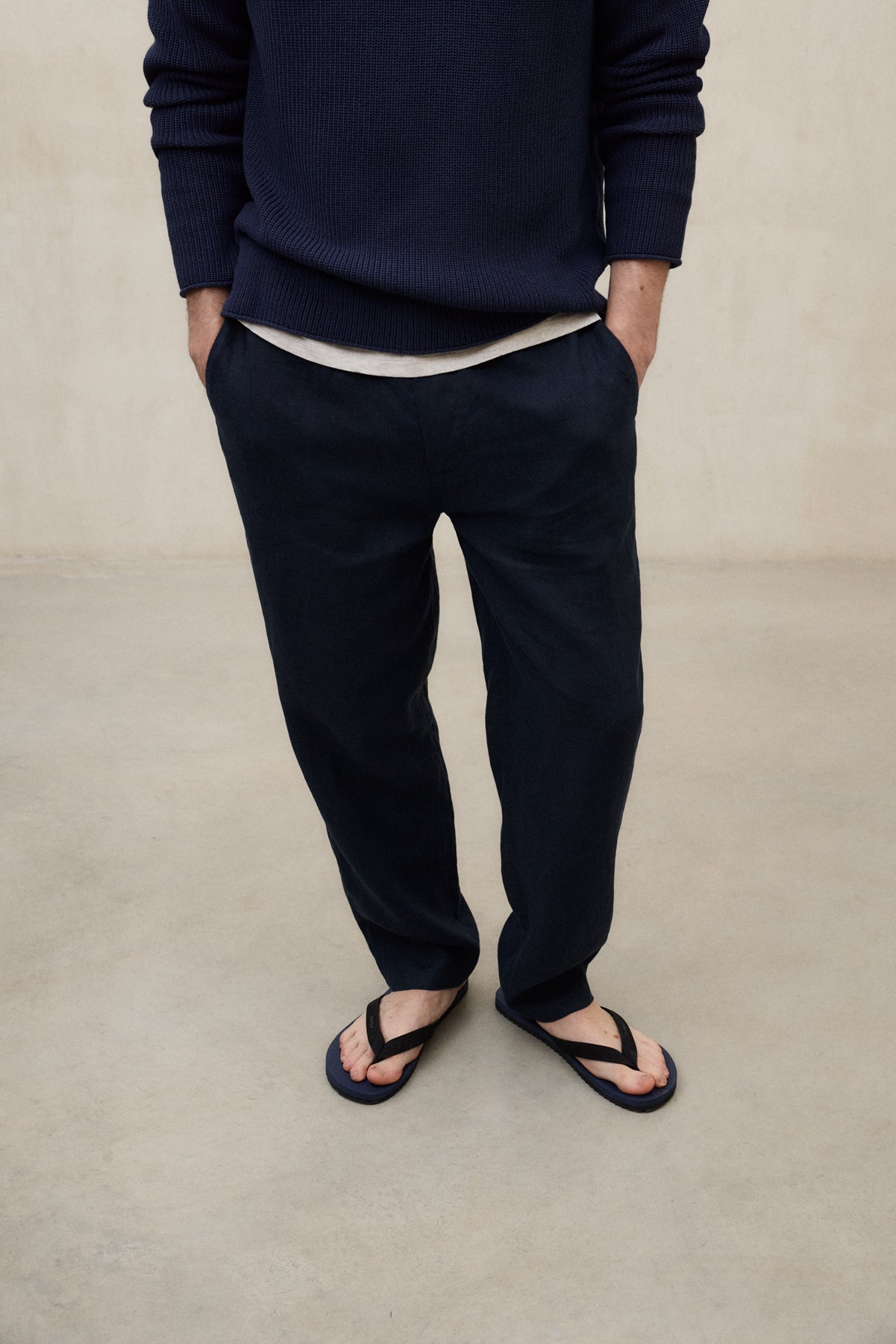 PANTALON EN LIN ETHIWIN BLEU MARINE