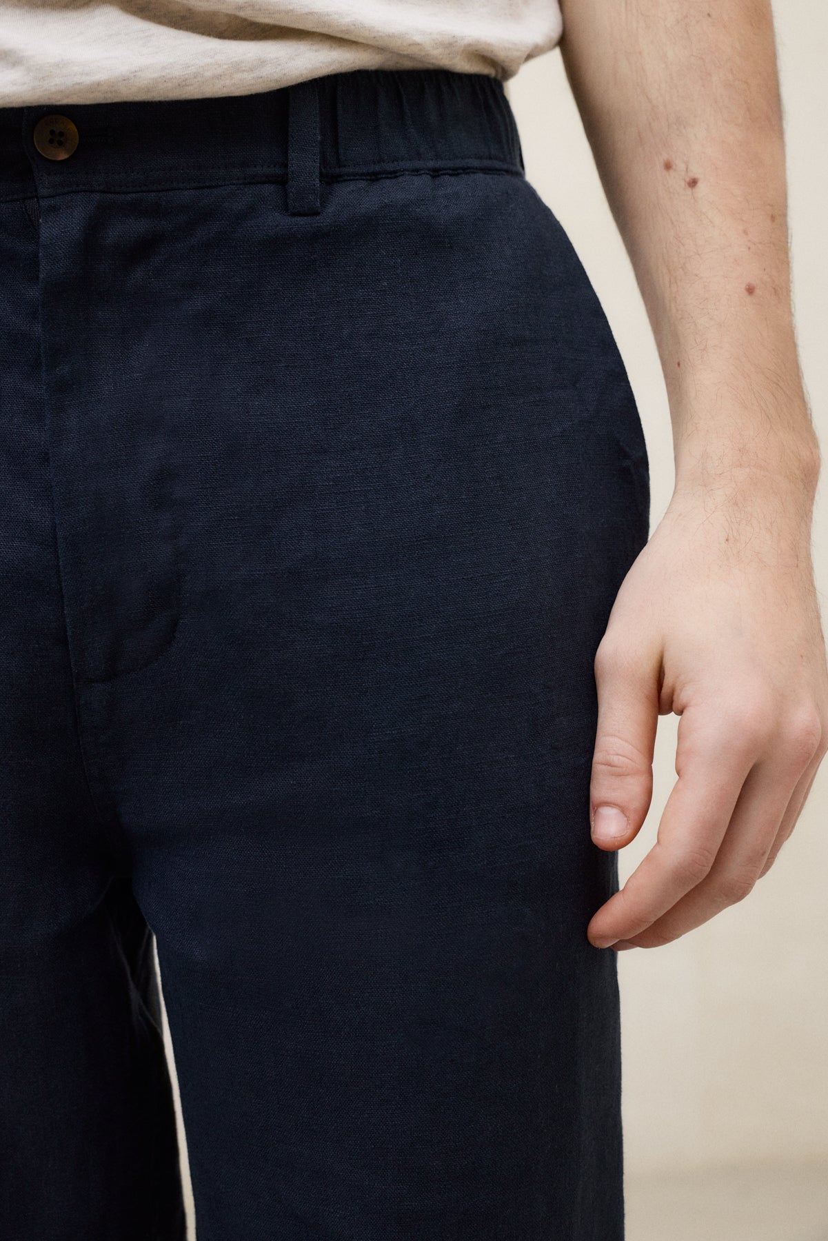 PANTALON EN LIN ETHIWIN BLEU MARINE