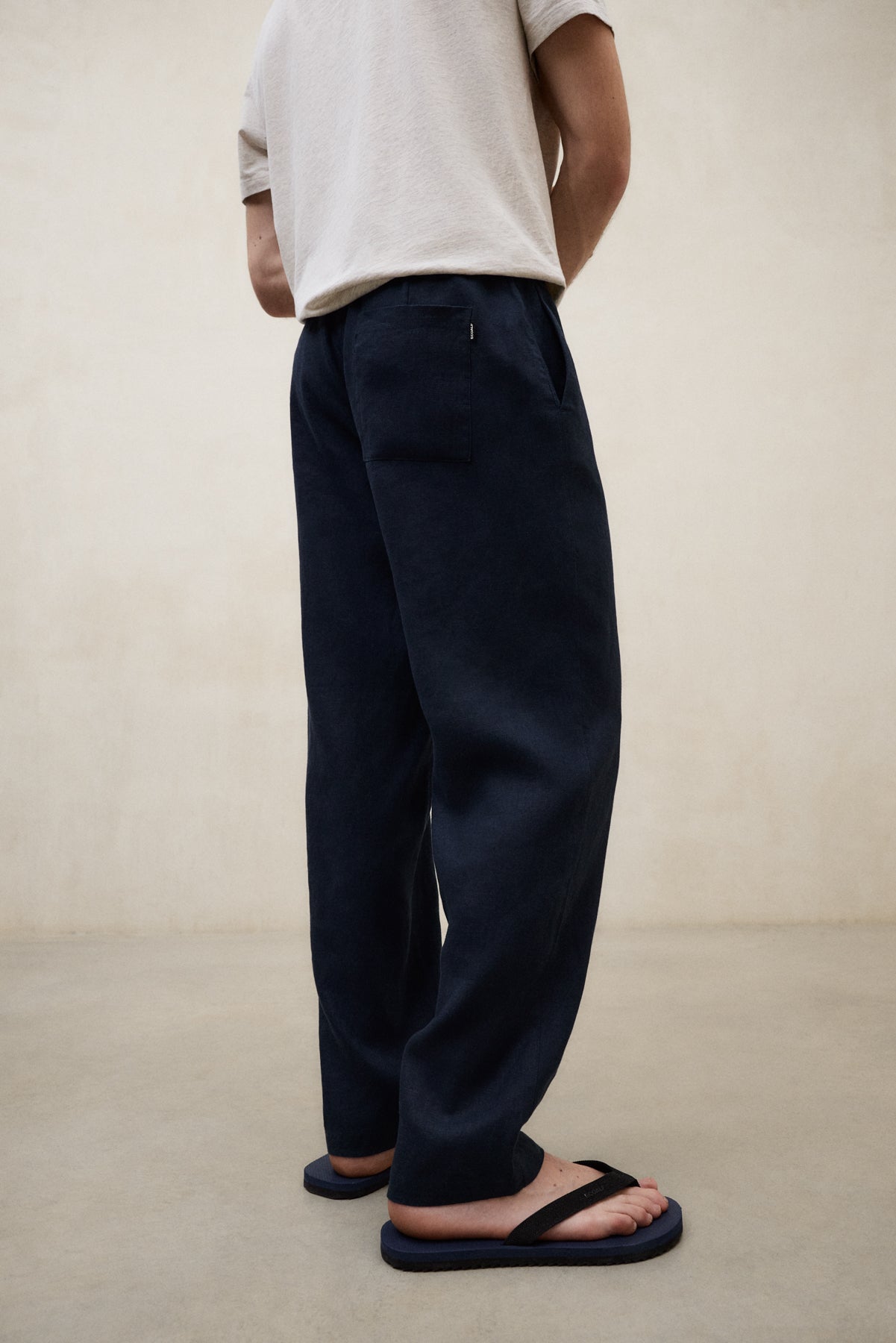 PANTALON EN LIN ETHIWIN BLEU MARINE