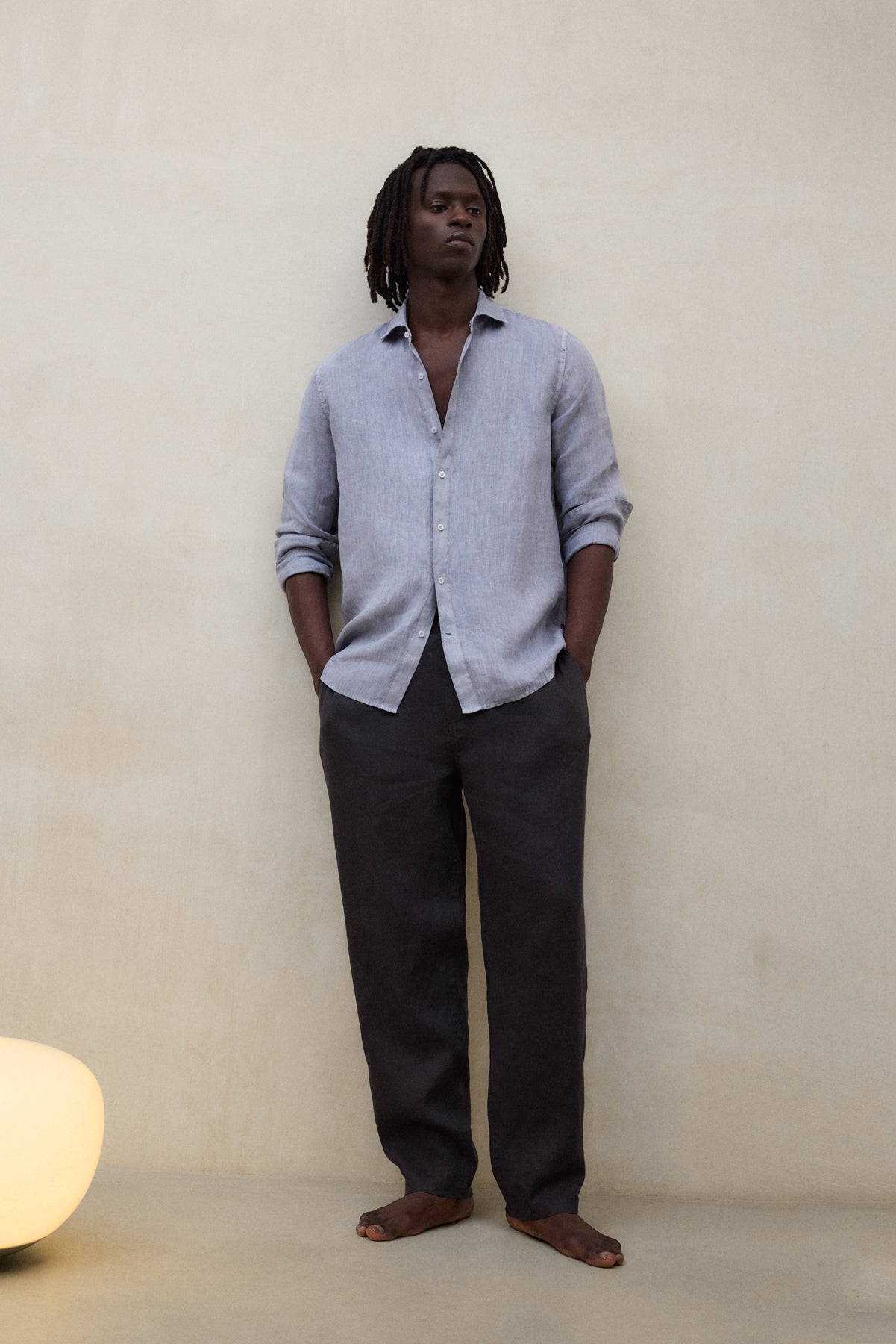 DARK GREY ETHIWIN LINEN TROUSERS