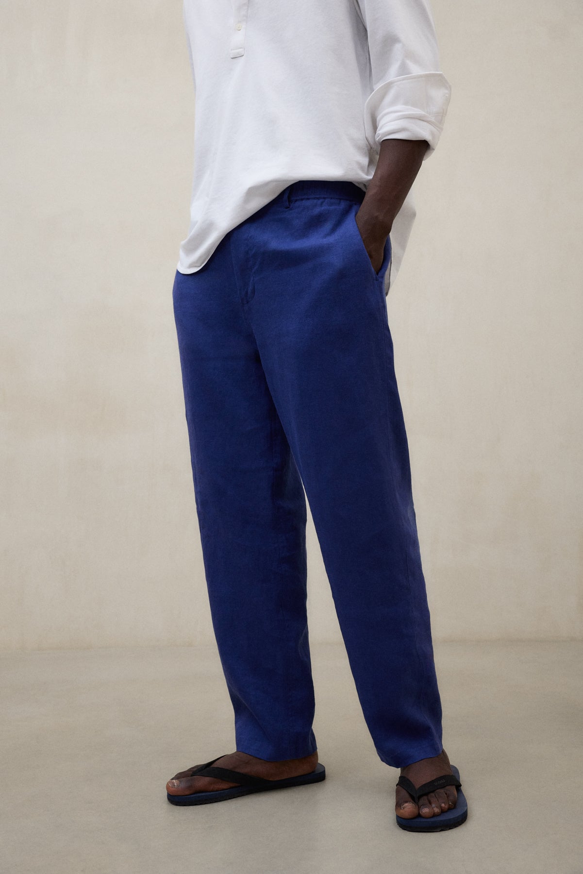 BLUE ETHIWIN LINEN TROUSERS