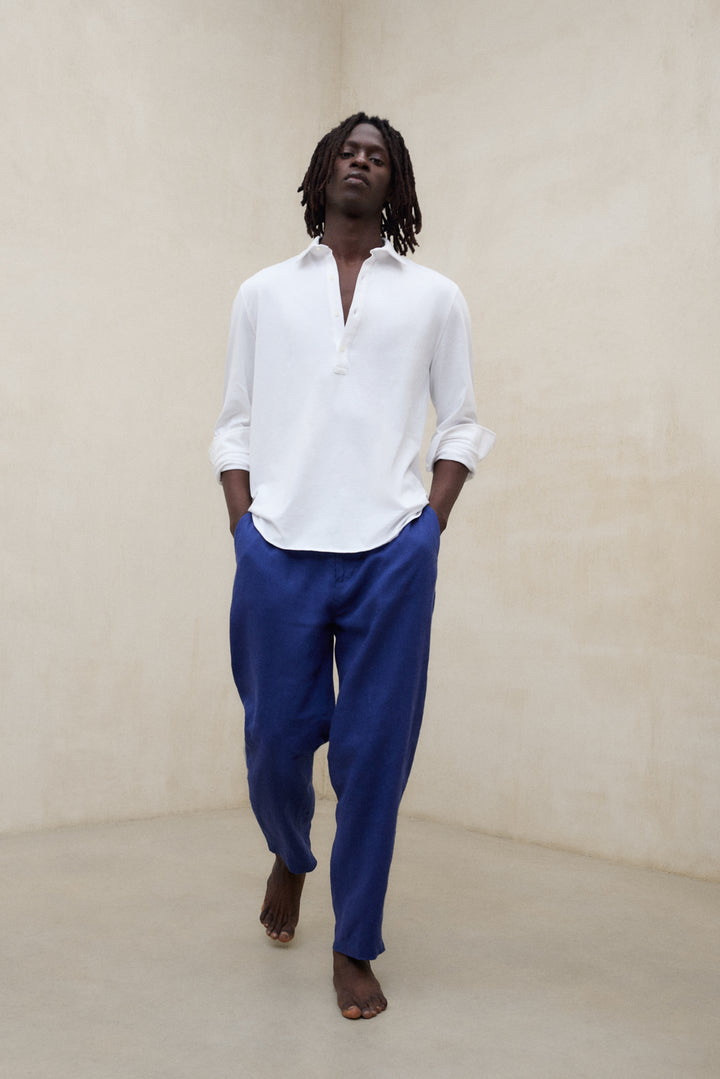 BLUE ETHIWIN LINEN TROUSERS