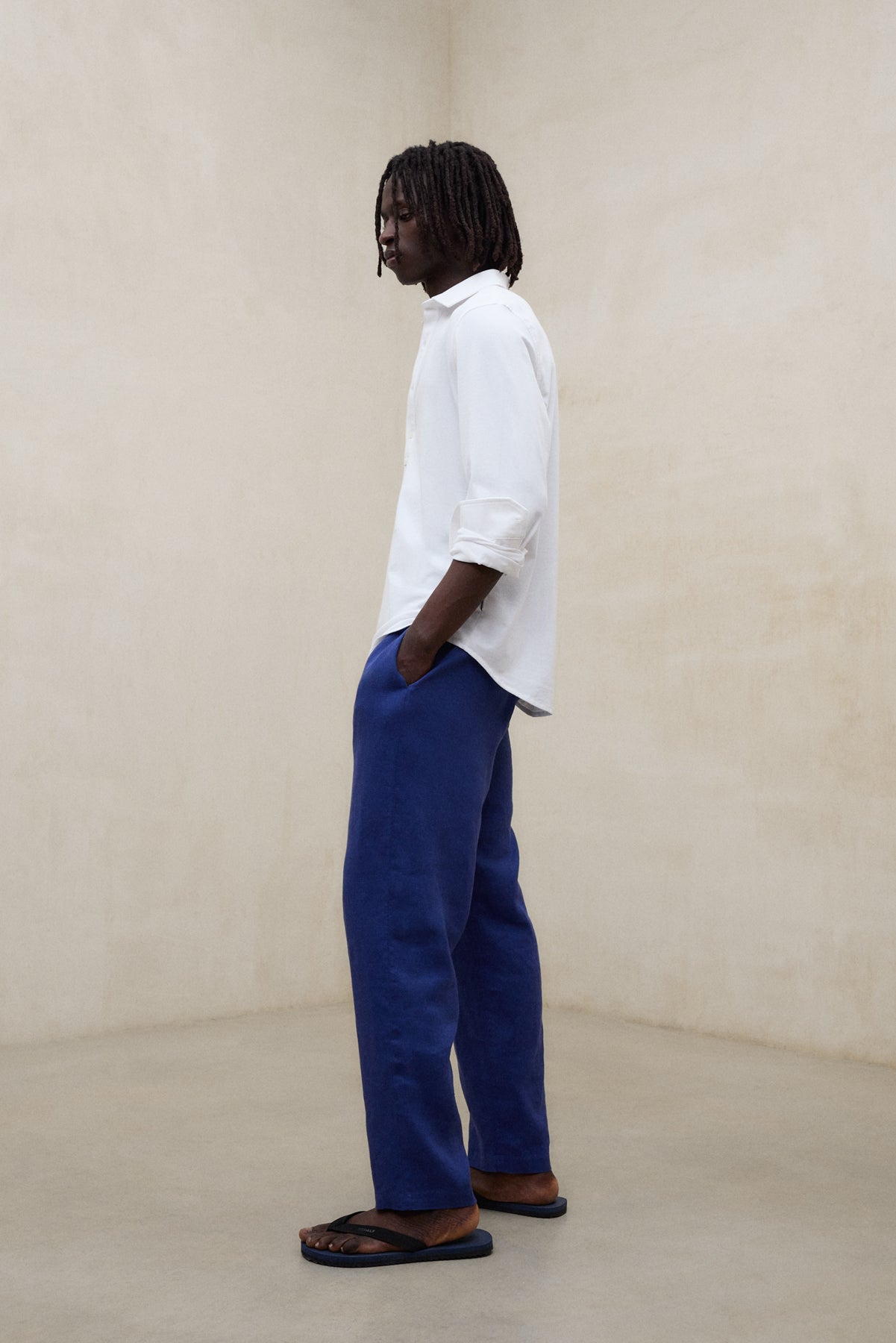 BLUE ETHIWIN LINEN TROUSERS