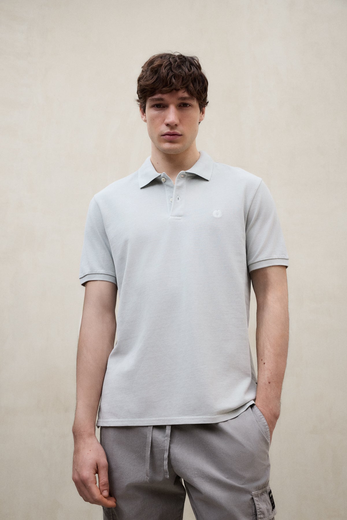 TEDAN LIGHT GREY PIQUÉ POLO SHIRT