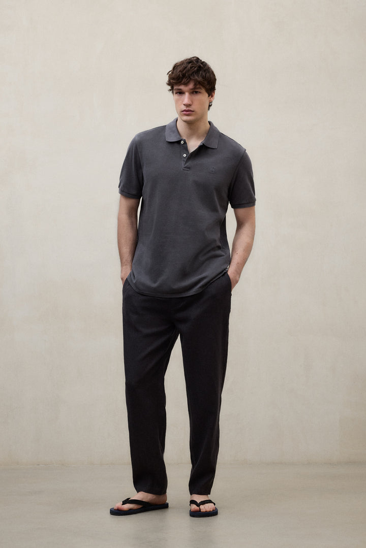 PIQUÉ-POLOSHIRT TEDAN DUNKELGRAU