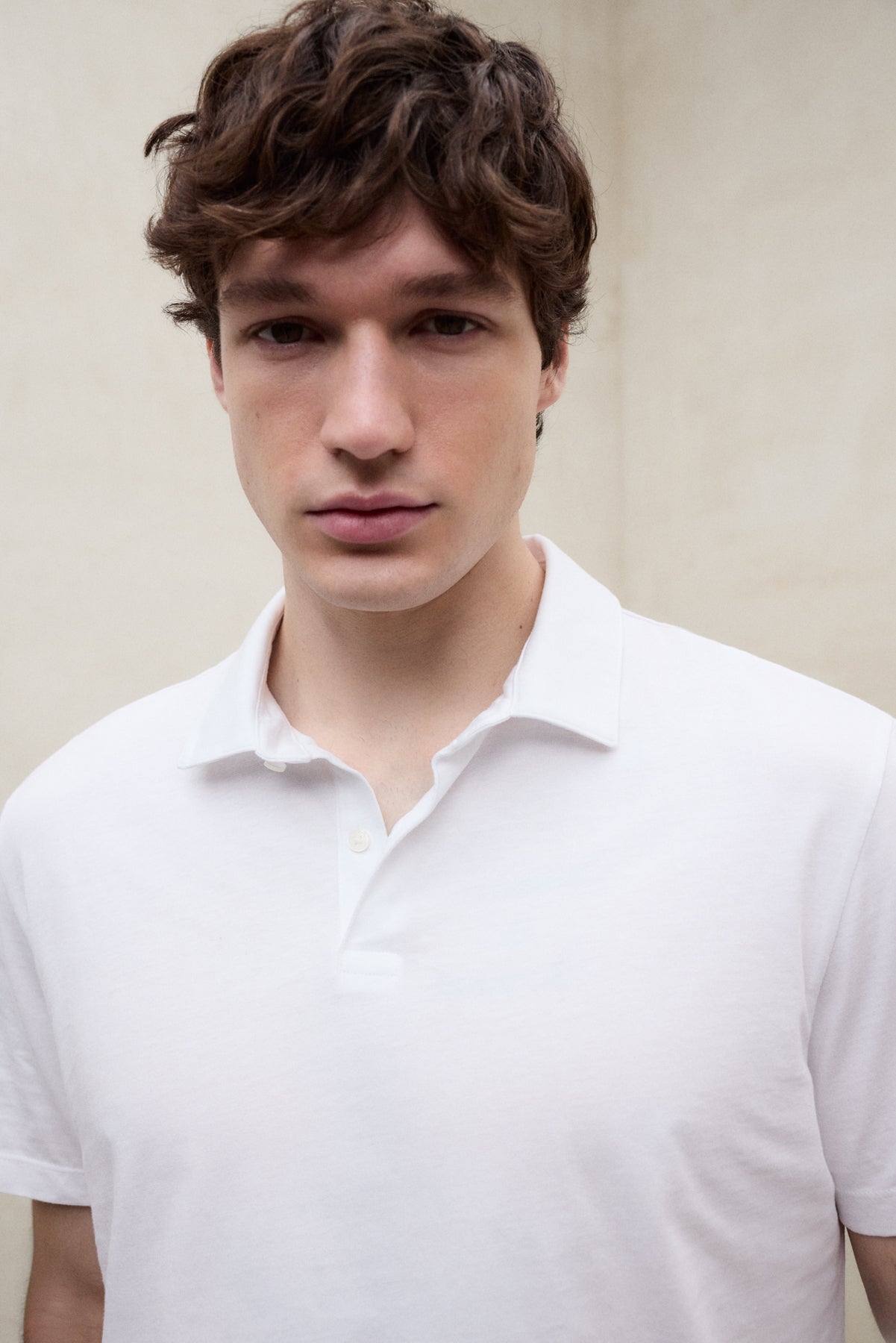 THEO WHITE KNIT POLO SHIRT