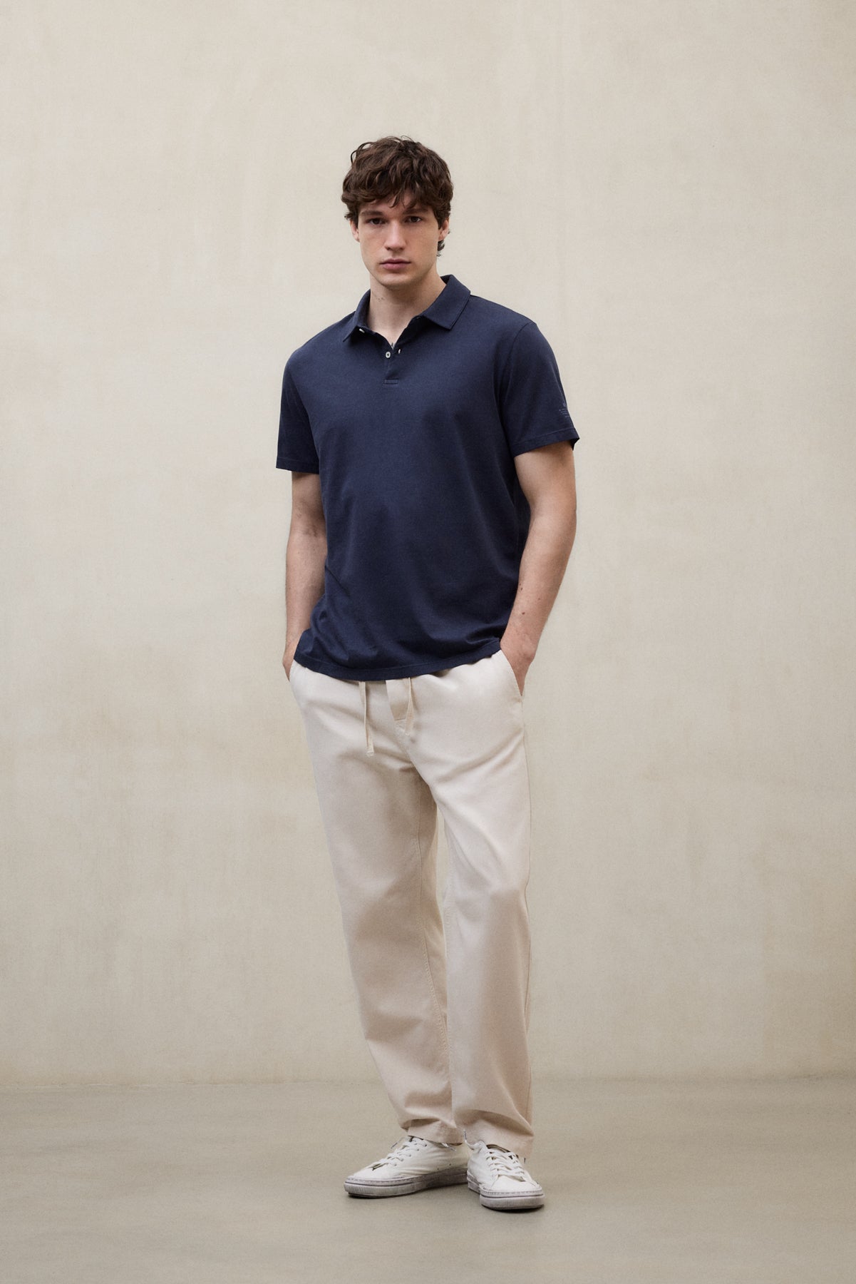 THEO NAVY BLUE KNIT POLO SHIRT