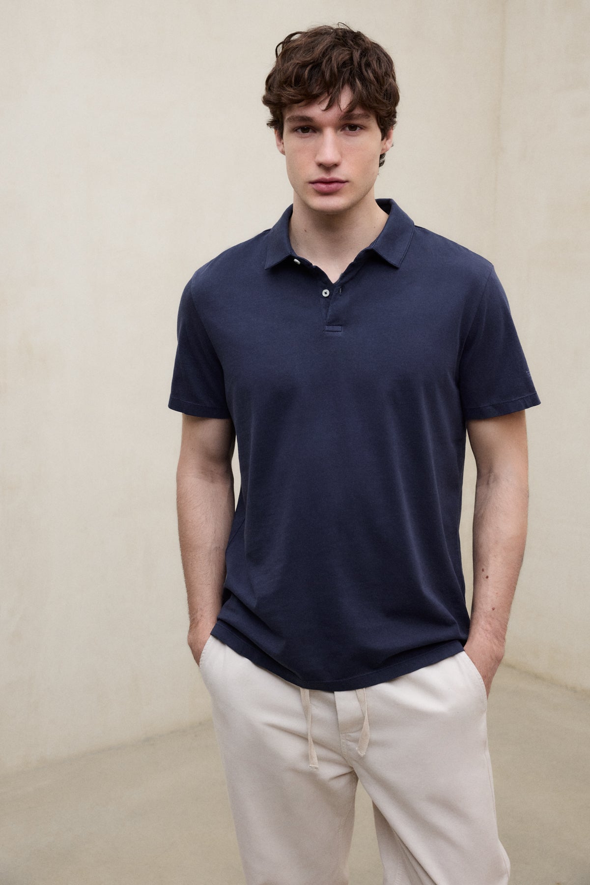 THEO NAVY BLUE KNIT POLO SHIRT