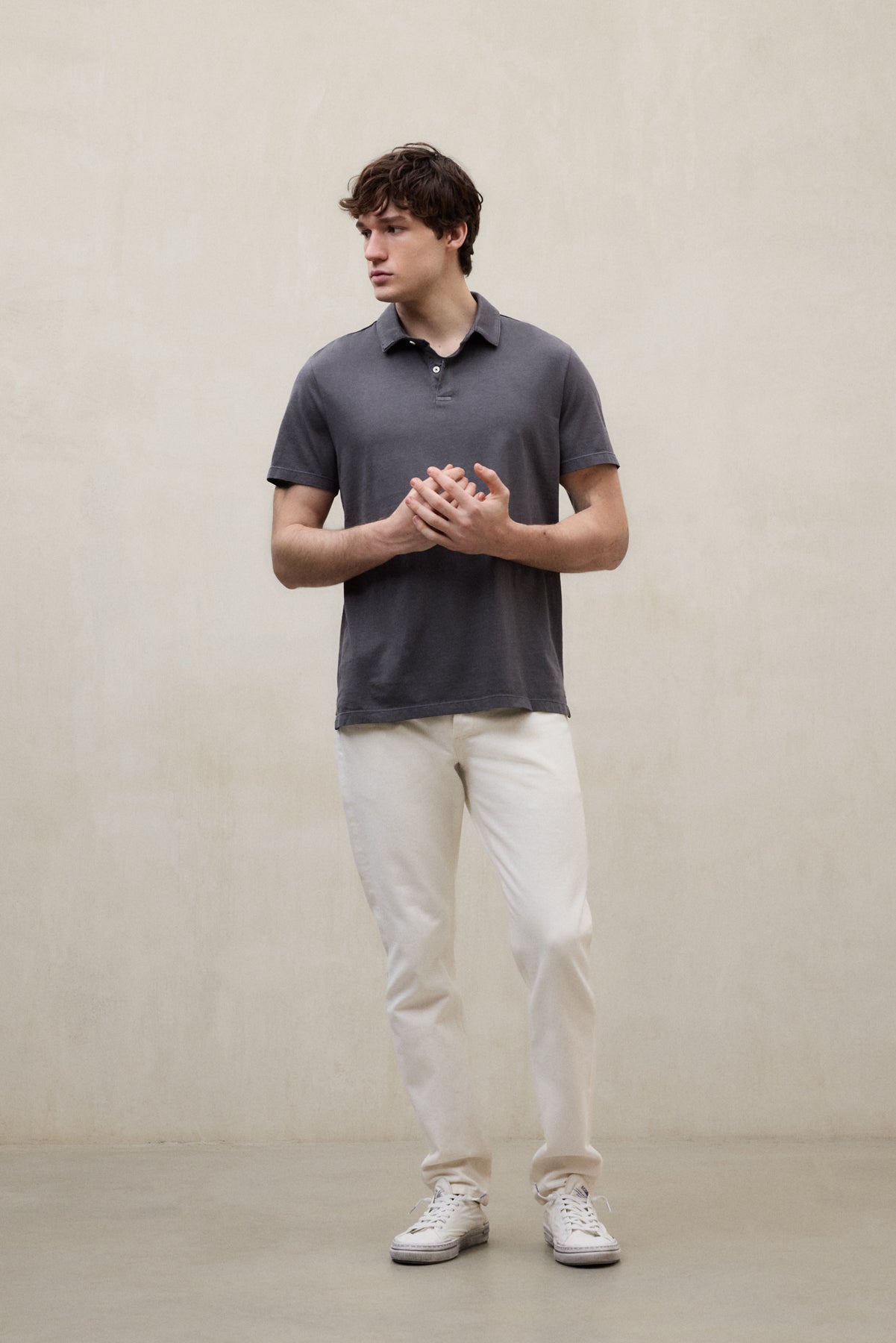 THEO DARK GREY KNIT POLO SHIRT