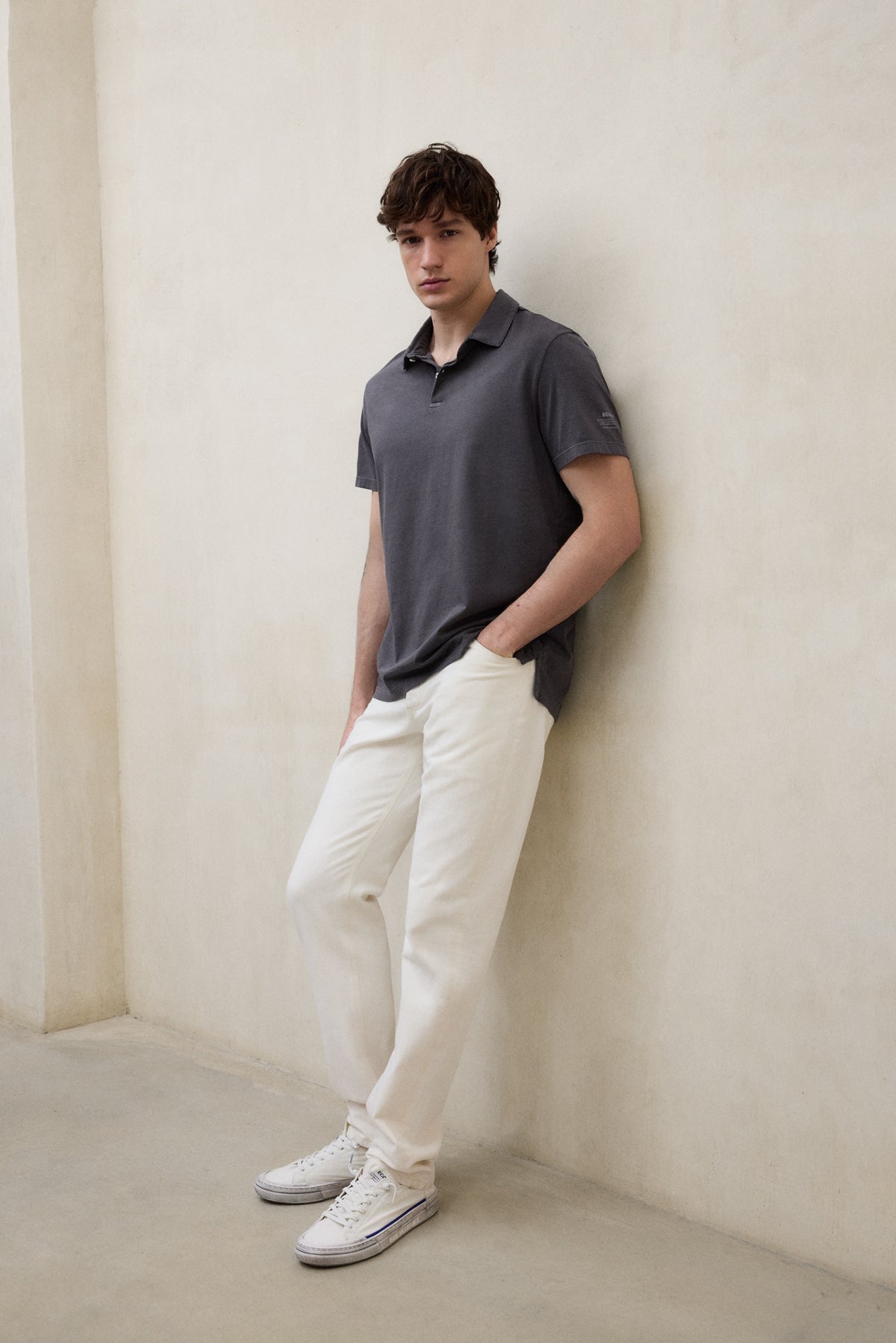 THEO DARK GREY KNIT POLO SHIRT