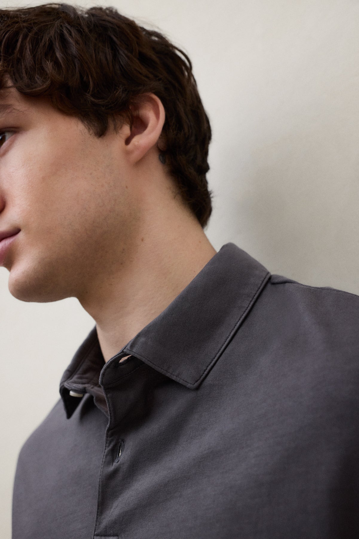 THEO DARK GREY KNIT POLO SHIRT