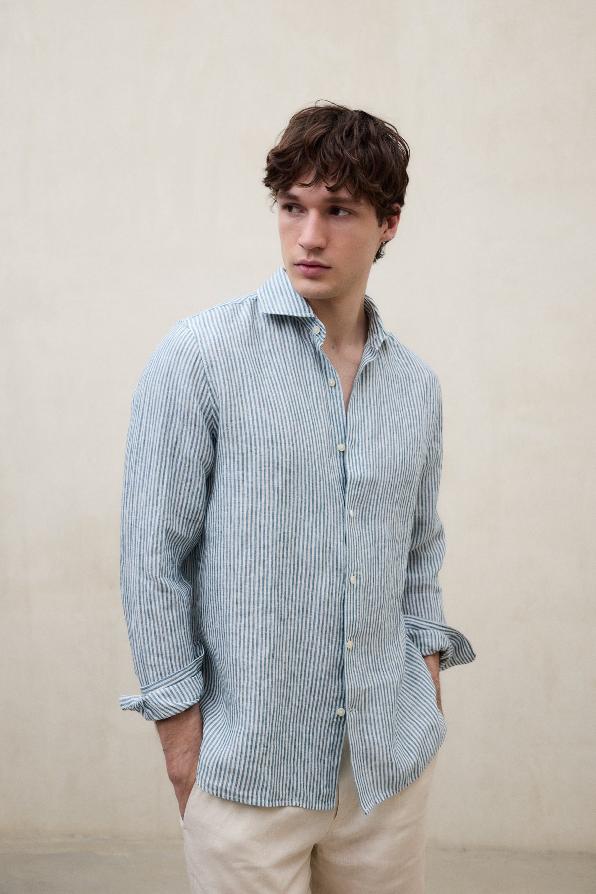 CAMISA ALFREDO DE LINO A RAYAS VERDE