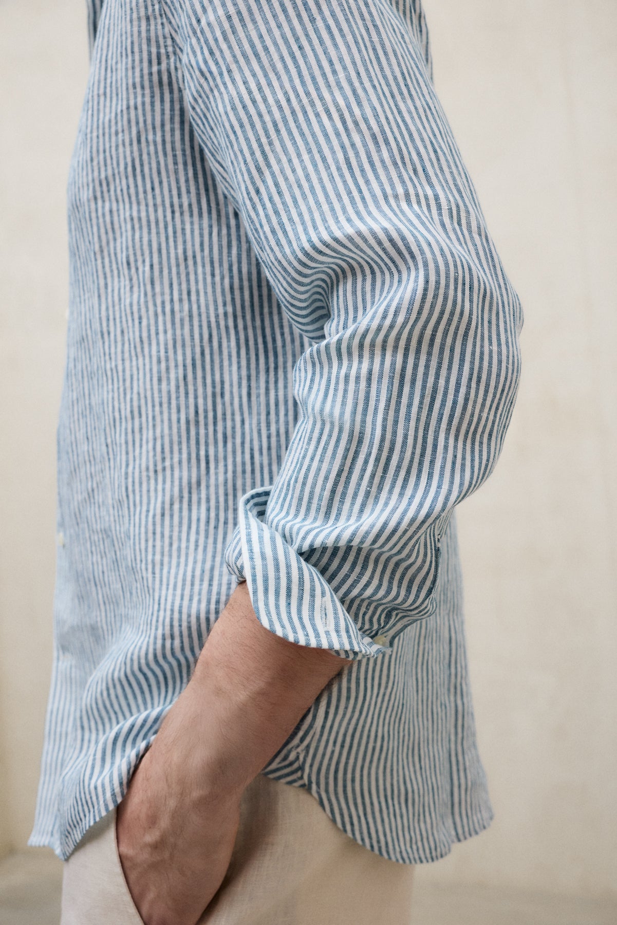 STRIPED GREEN ALFREDO LINEN SHIRT