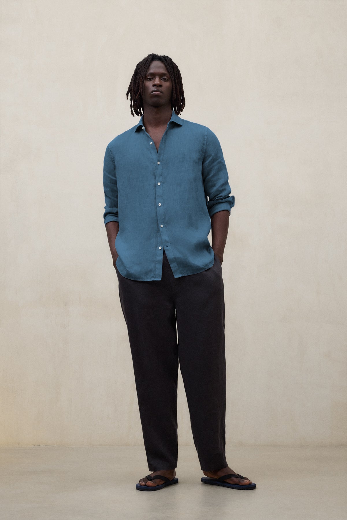 CHEMISE ALFREDO EN LIN BLEU