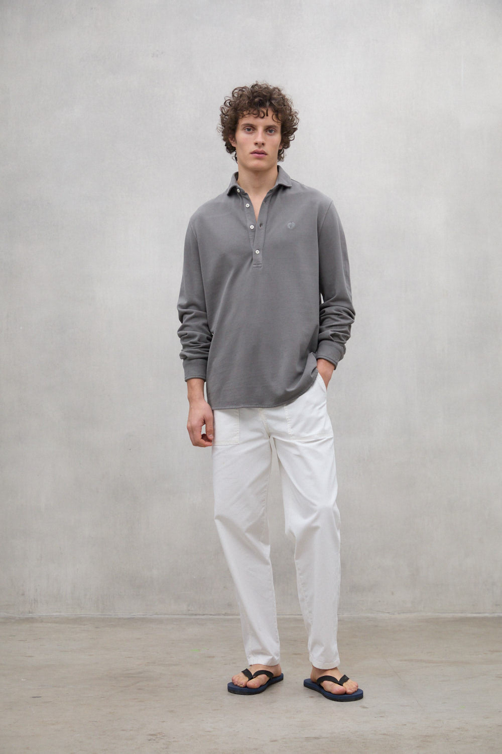 CHEMISE POL PIQUE GRIS FONCÉ