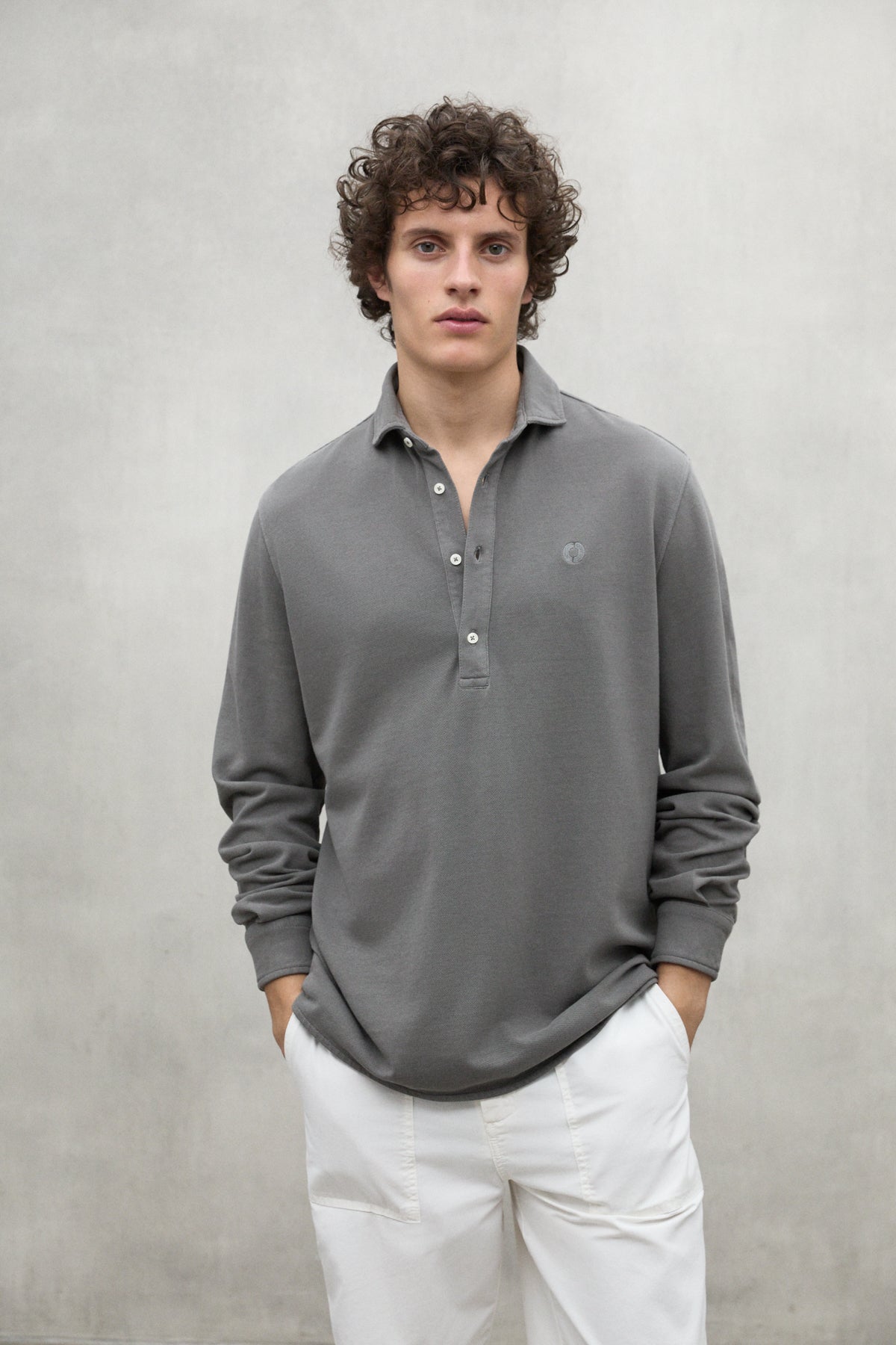 CHEMISE POL PIQUE GRIS FONCÉ