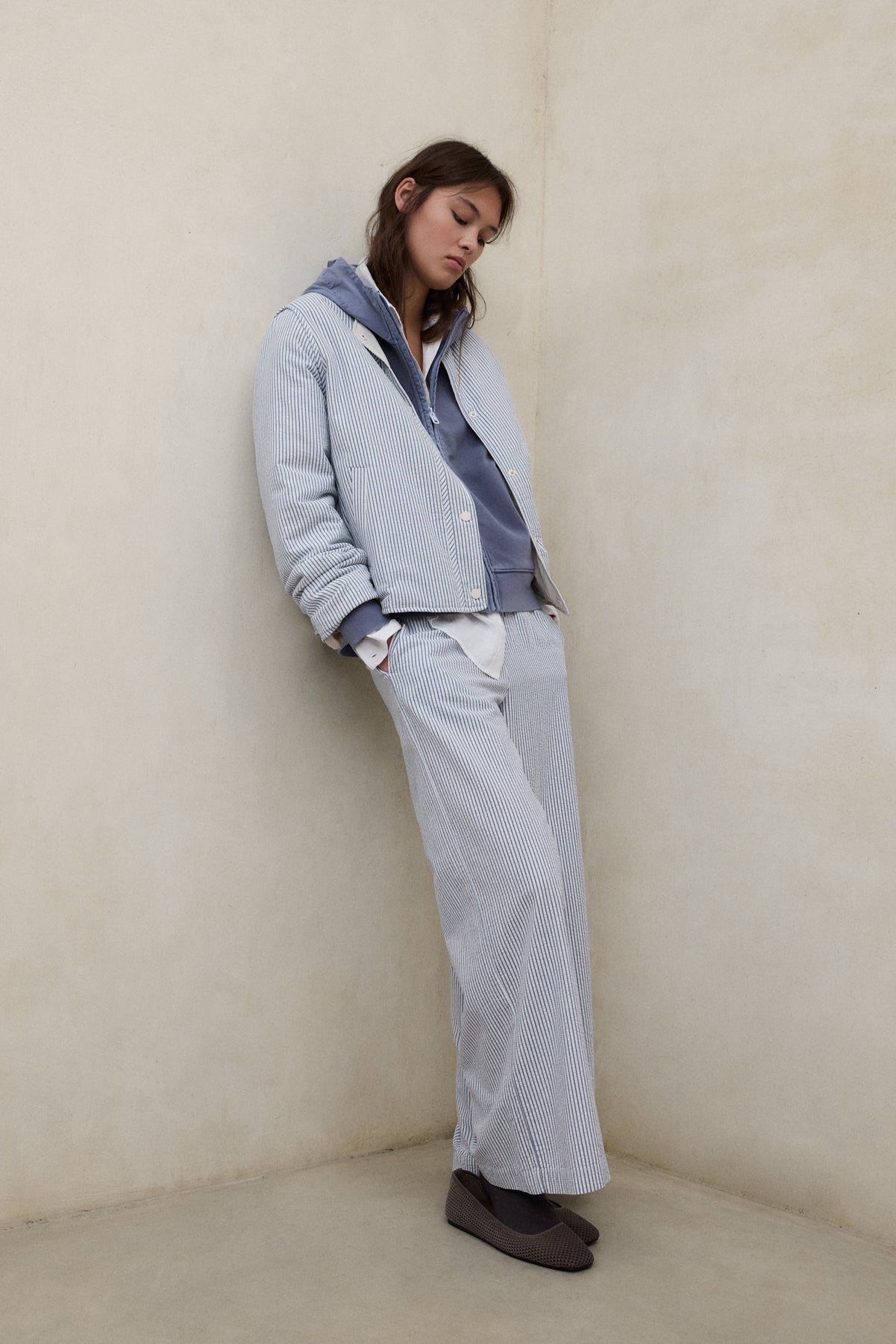 BLUE AND WHITE REVERSIBLE GABI JACKET
