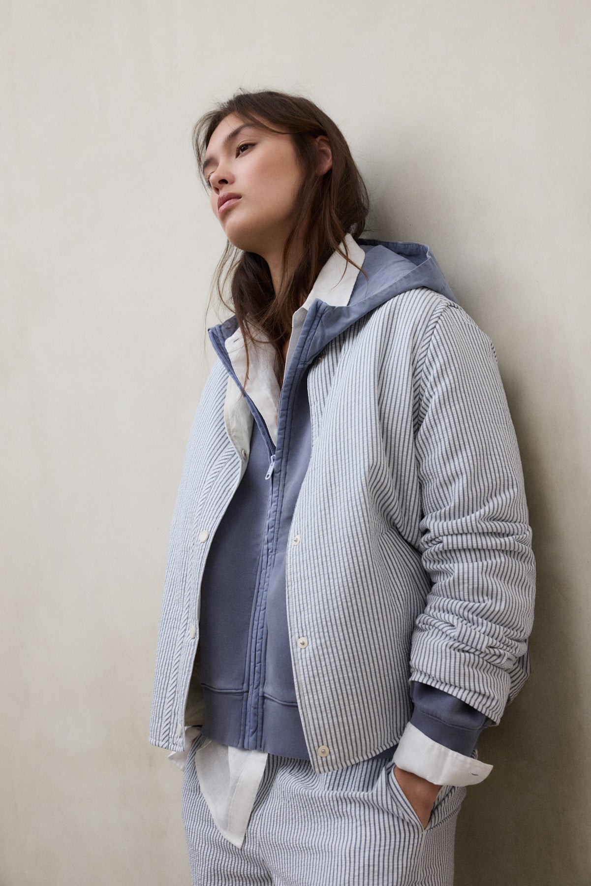 BLUE AND WHITE REVERSIBLE GABI JACKET