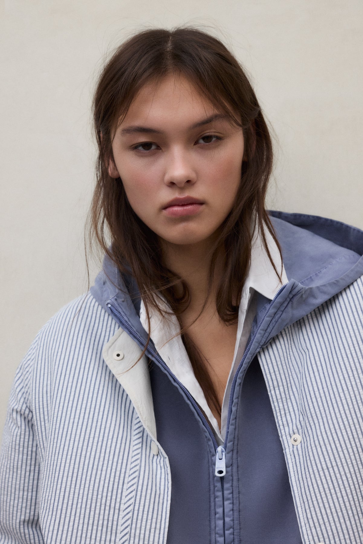 BLUE AND WHITE REVERSIBLE GABI JACKET