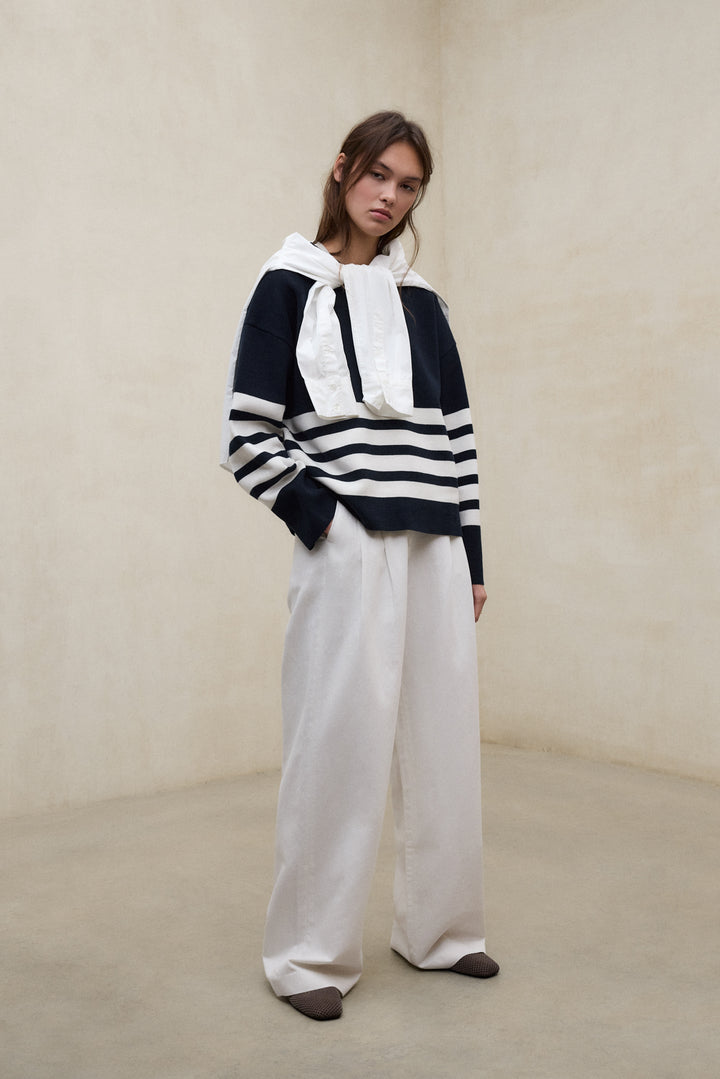 PANTALONI IN LINO MIEL BIANCHI