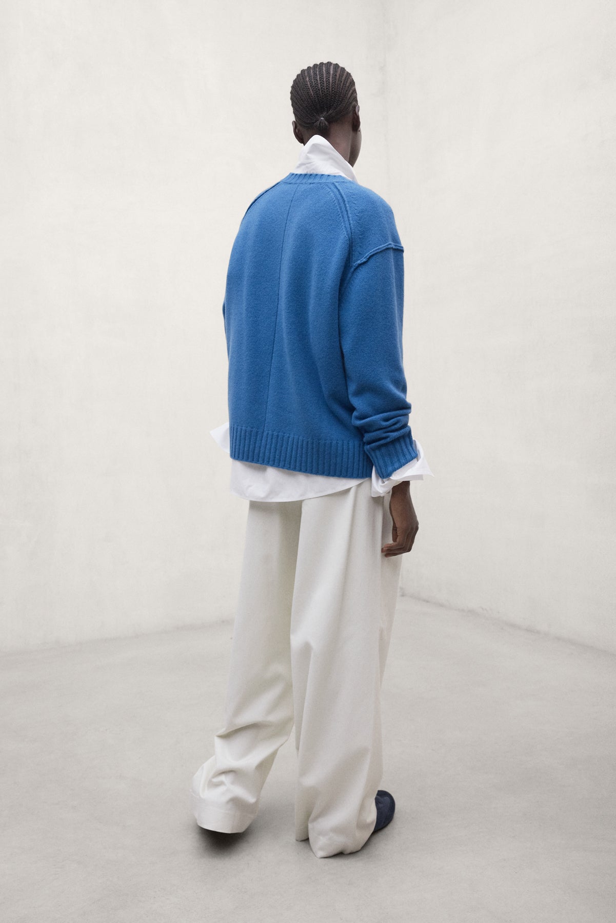 WHITE TECHNICAL COTTON MIEL TROUSERS