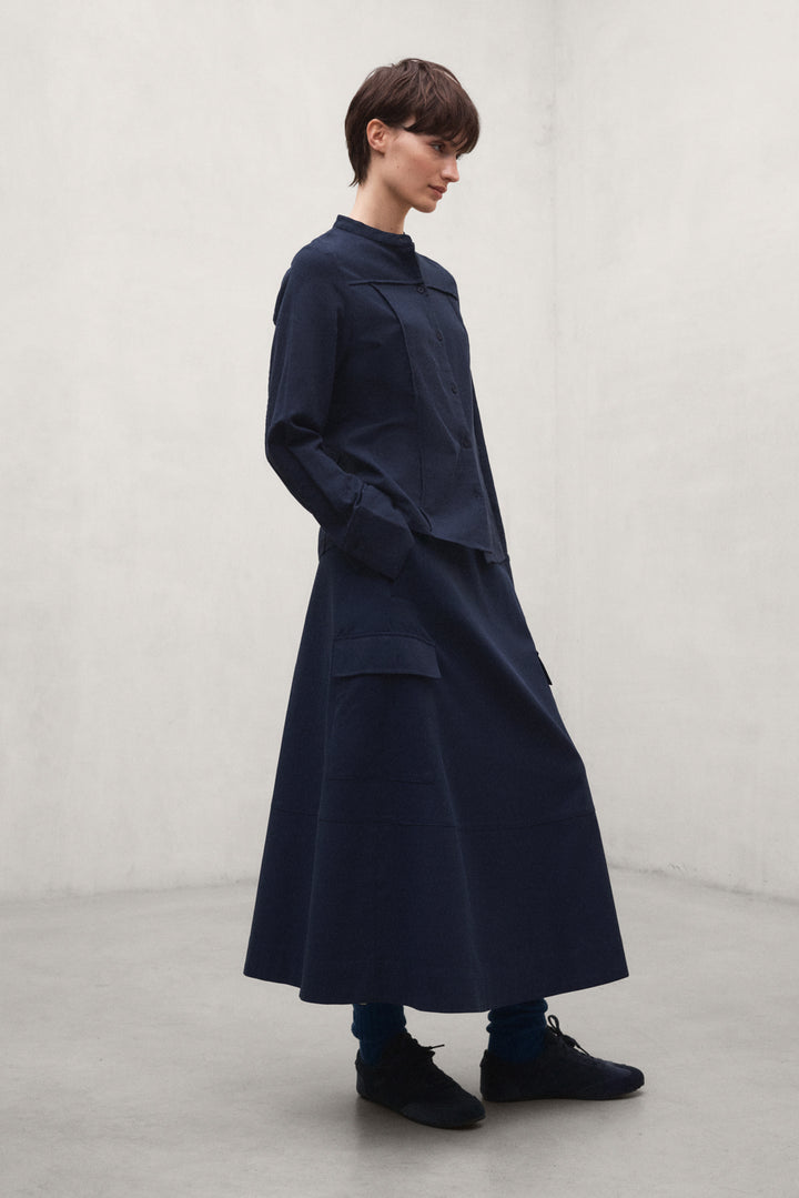 JUPE COTON TECHNIQUE KANO BLEU MARINE