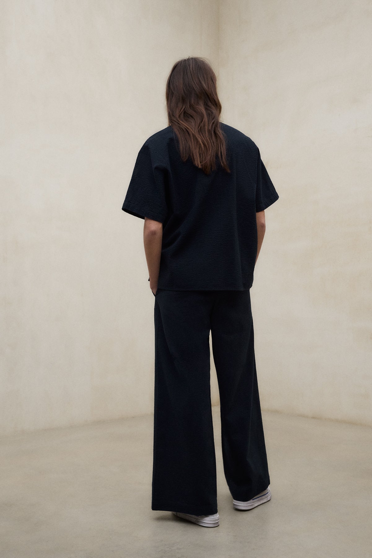 CHEMISE MELANIA EN SEERSUCKER BLEU MARINE