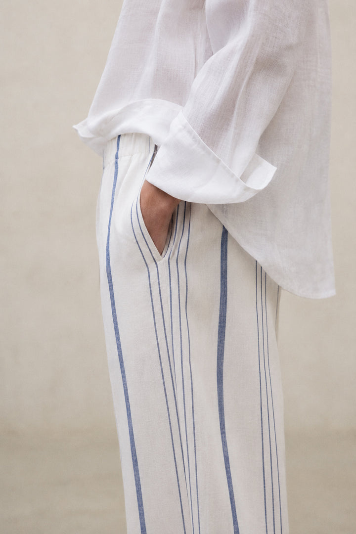 PANTALON DE RAYAS MOSSI BLANCO