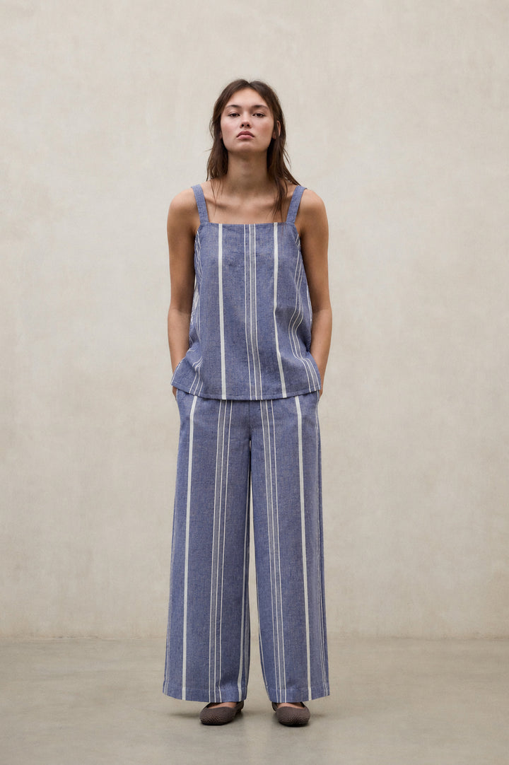PANTALON DE RAYAS MOSSI AZUL