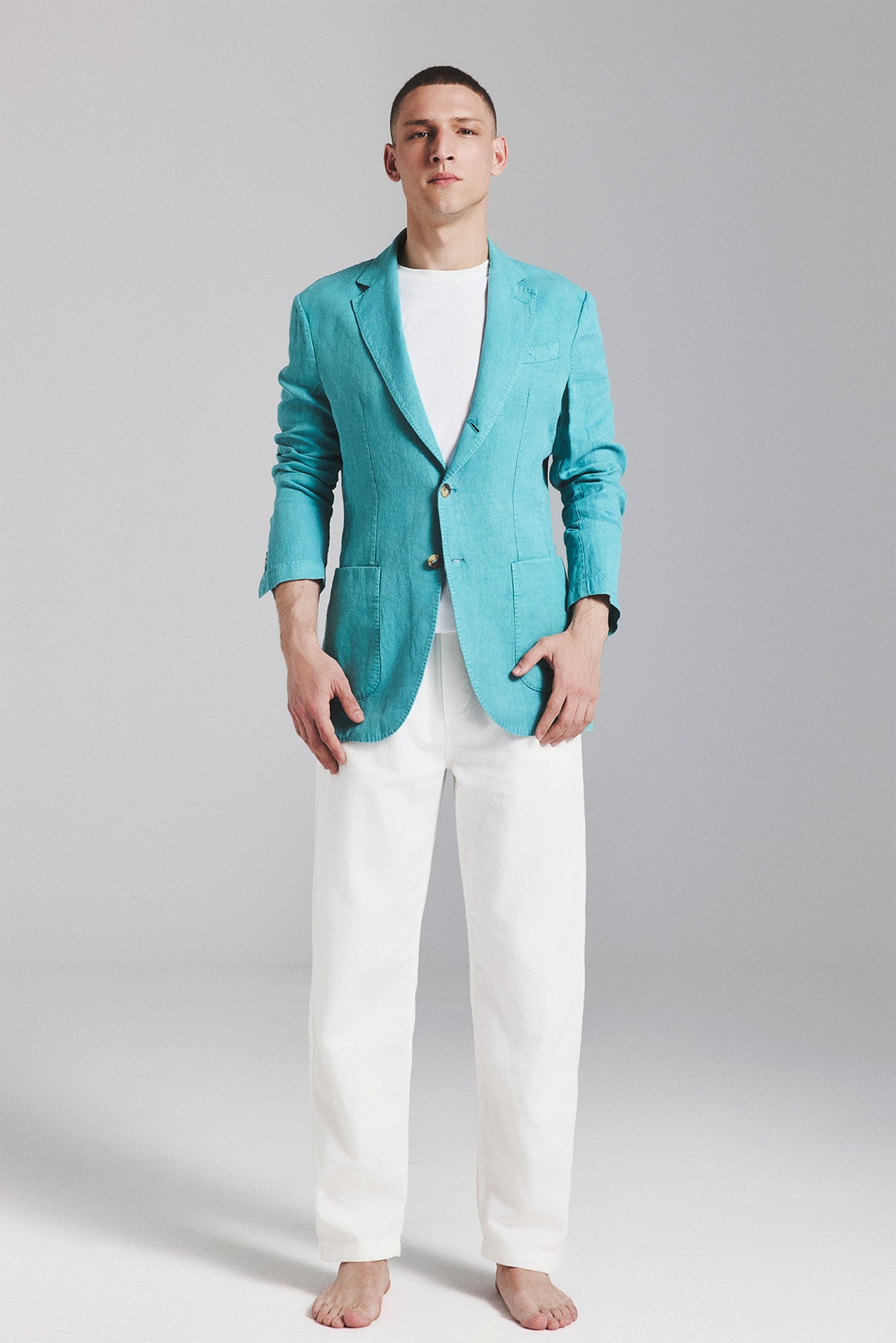 LAPO BLAZER IN AQUA GREEN HEMP