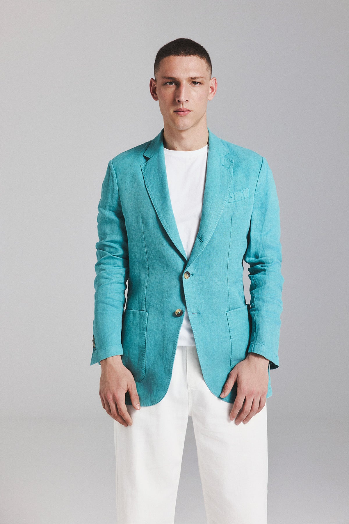 LAPO BLAZER IN AQUA GREEN HEMP