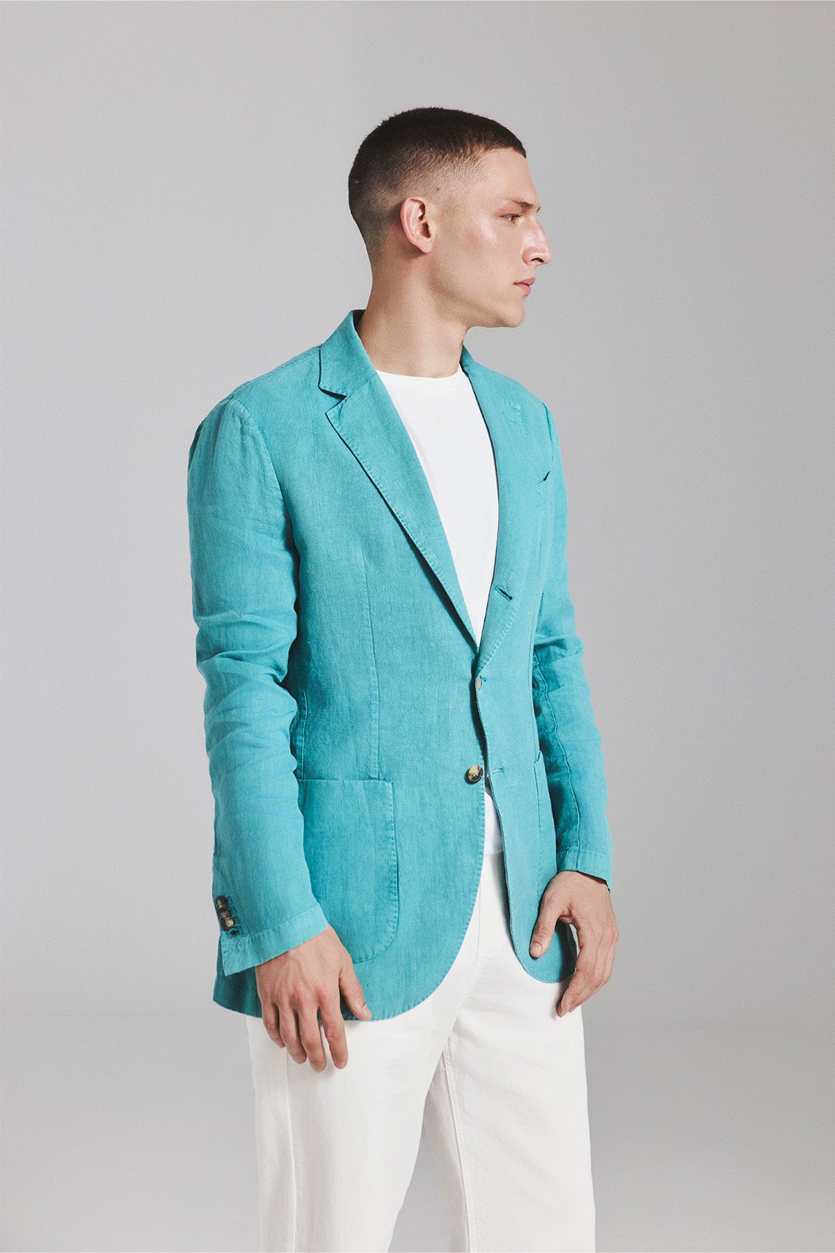 LAPO BLAZER IN AQUA GREEN HEMP