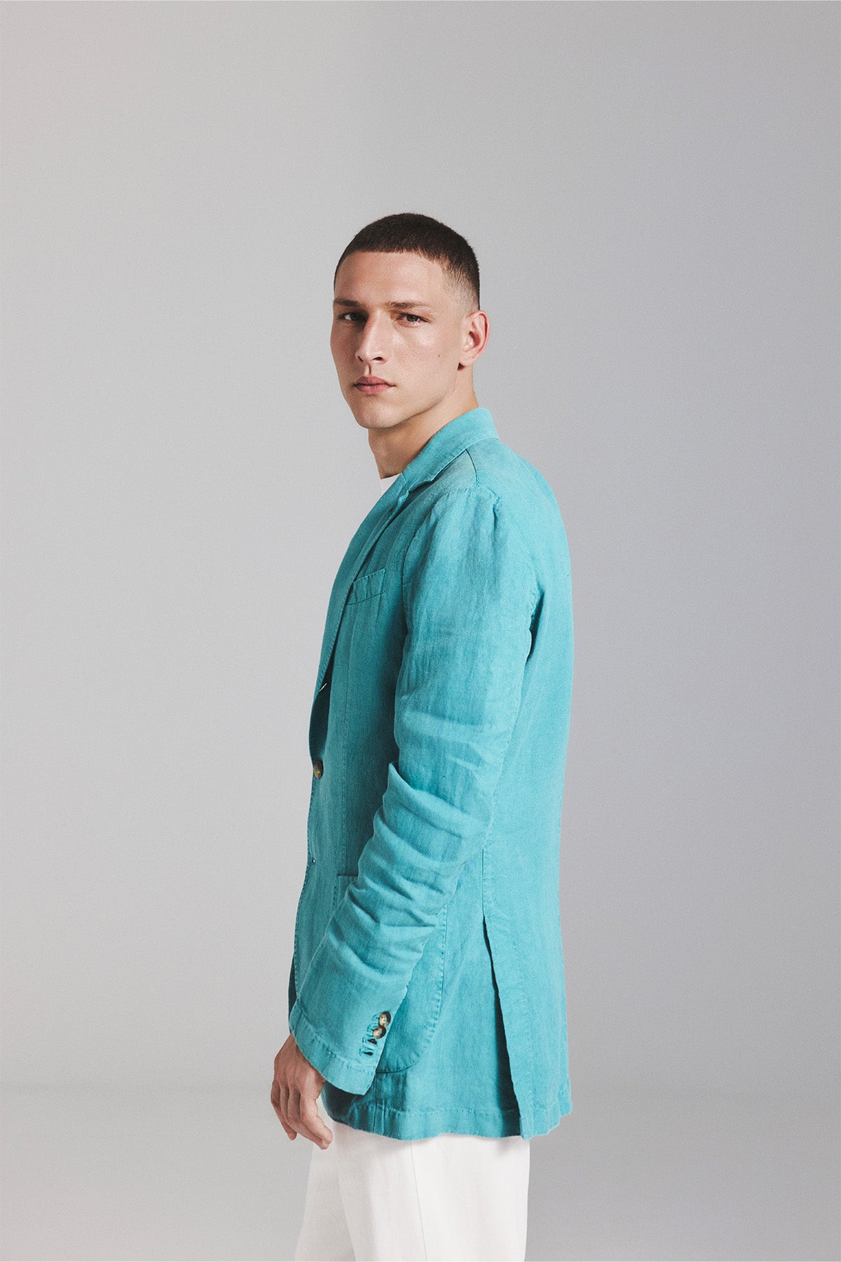 LAPO BLAZER IN AQUA GREEN HEMP