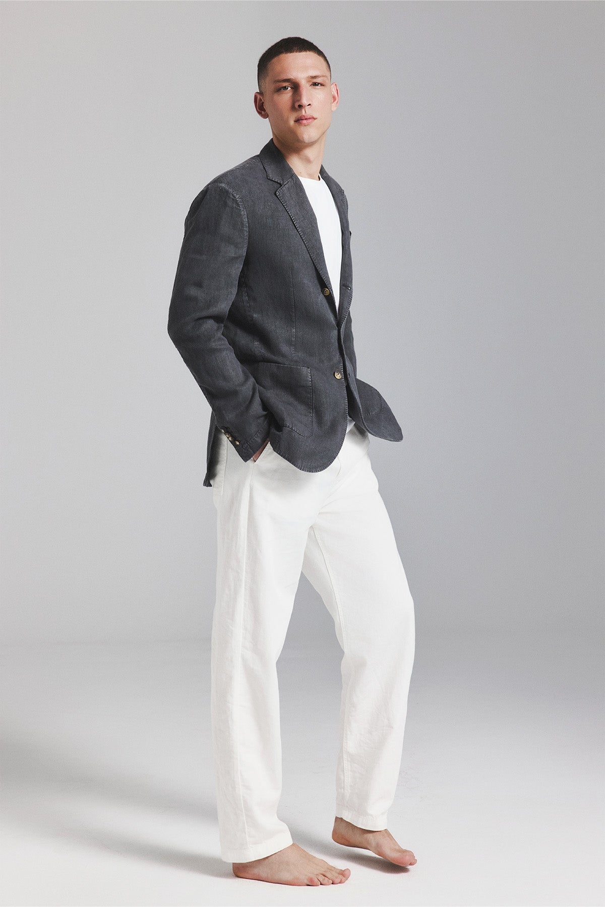 LAPO BLAZER IN DARK GREY HEMP