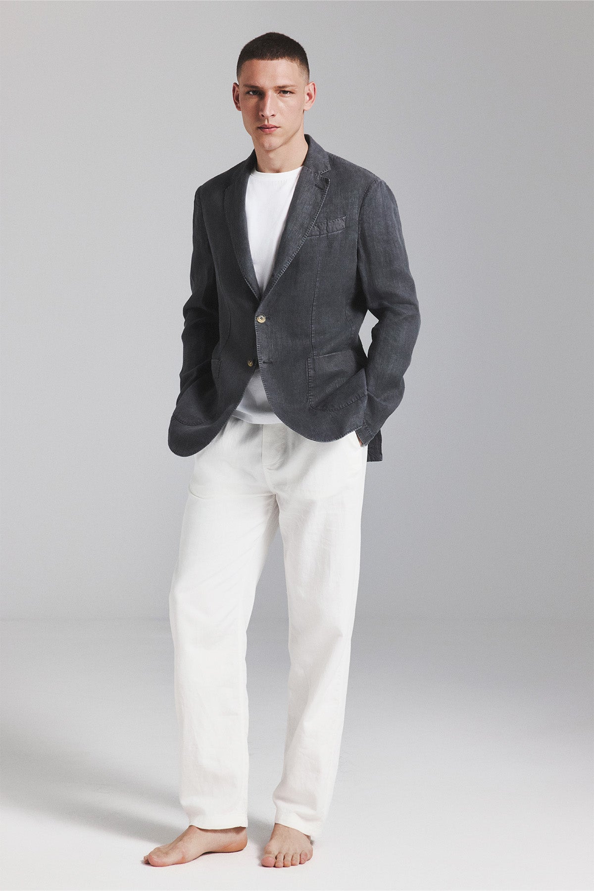 LAPO BLAZER IN DARK GREY HEMP