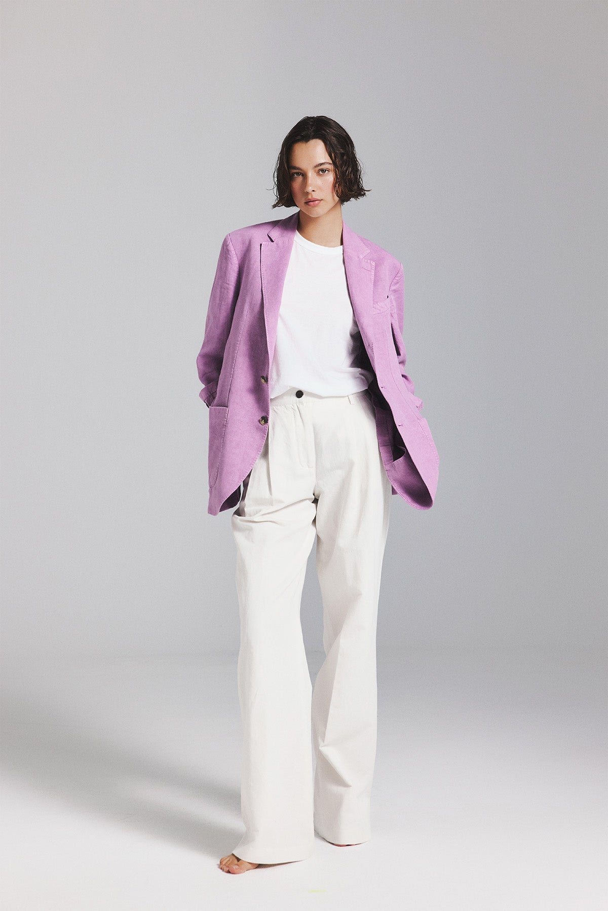 BLAZER LAPO AUS LAVENFELDFARBENEM HANF