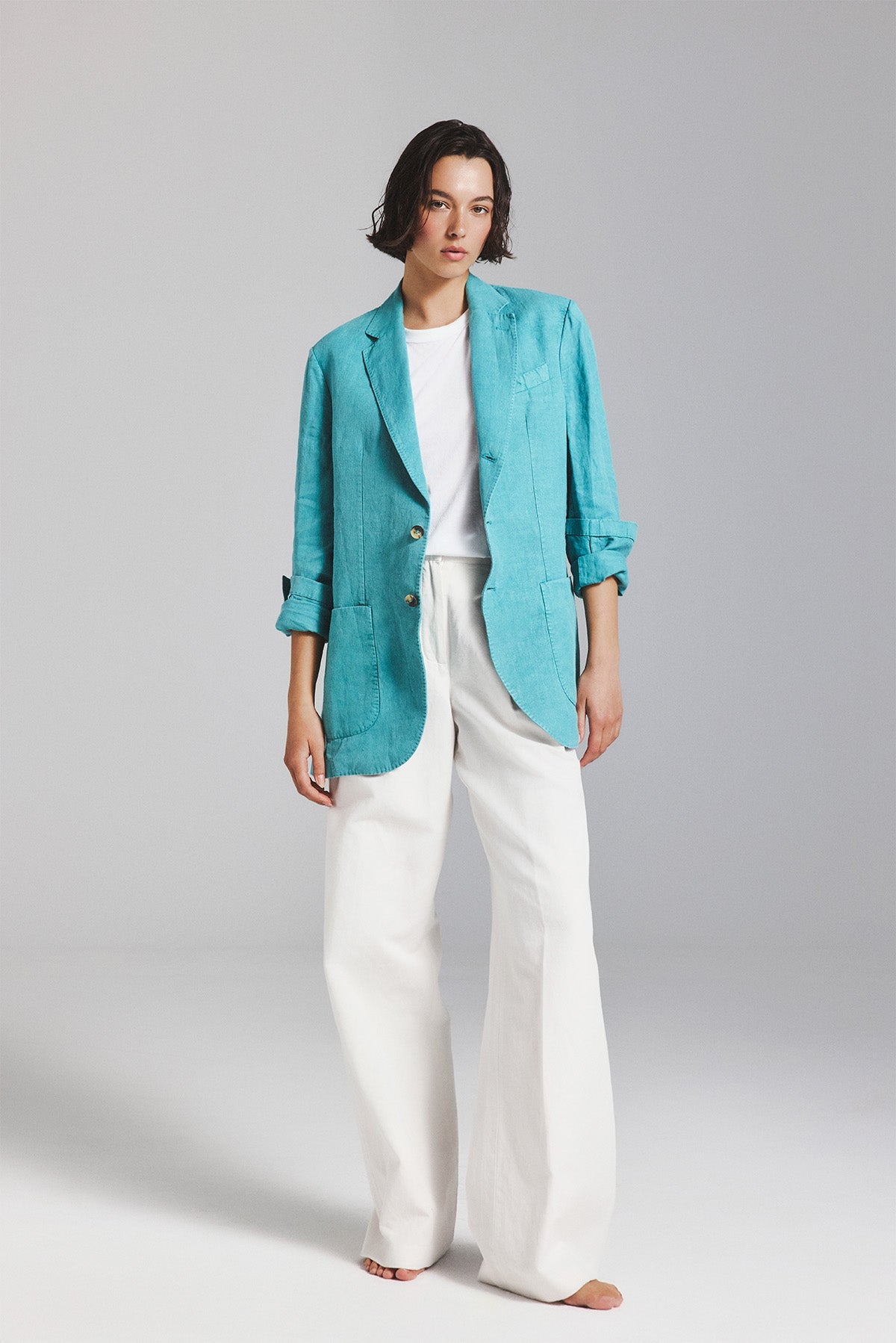 LAPO BLAZER IN AQUA GREEN HEMP