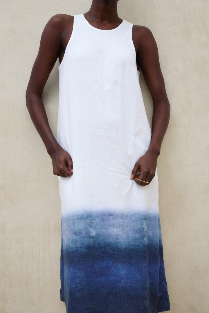 VESTIDO ESTAMPADO UKARA AZUL MARINO